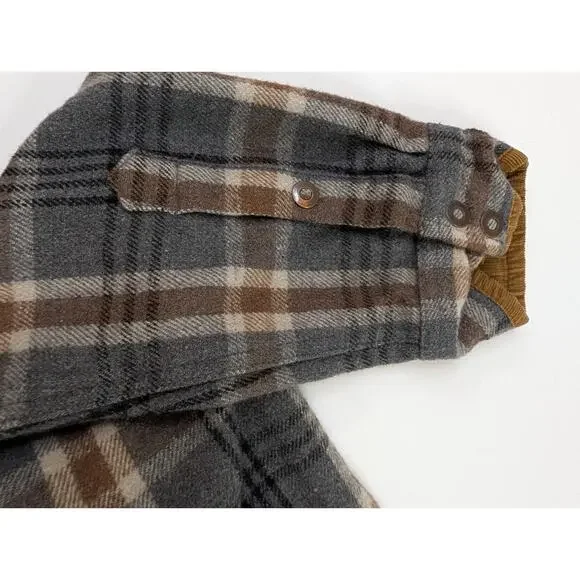 Prana Bolster Wool Blend Flannel Hooded Jacket Mens Medium Gray Plaid - Picture 5 of 11